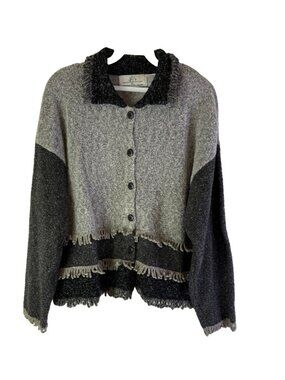 Vintage 90s Design Options Cardigan Sweater Color Block Lagenlook